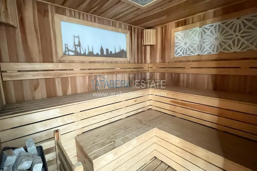 Umeblowany penthouse 2+1 z widokiem na morze - Alanya, Kestel, pierwsza linia brzegowa 17 