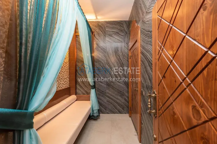 Umeblowany penthouse 2+1 z widokiem na morze - Alanya, Kestel, pierwsza linia brzegowa 18 