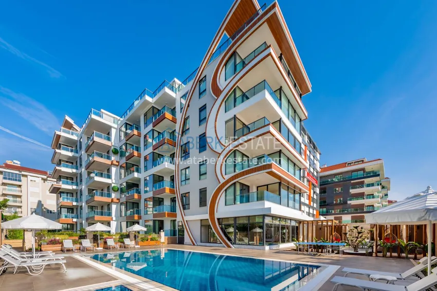 Umeblowany penthouse 2+1 z widokiem na morze - Alanya, Kestel, pierwsza linia brzegowa 1 