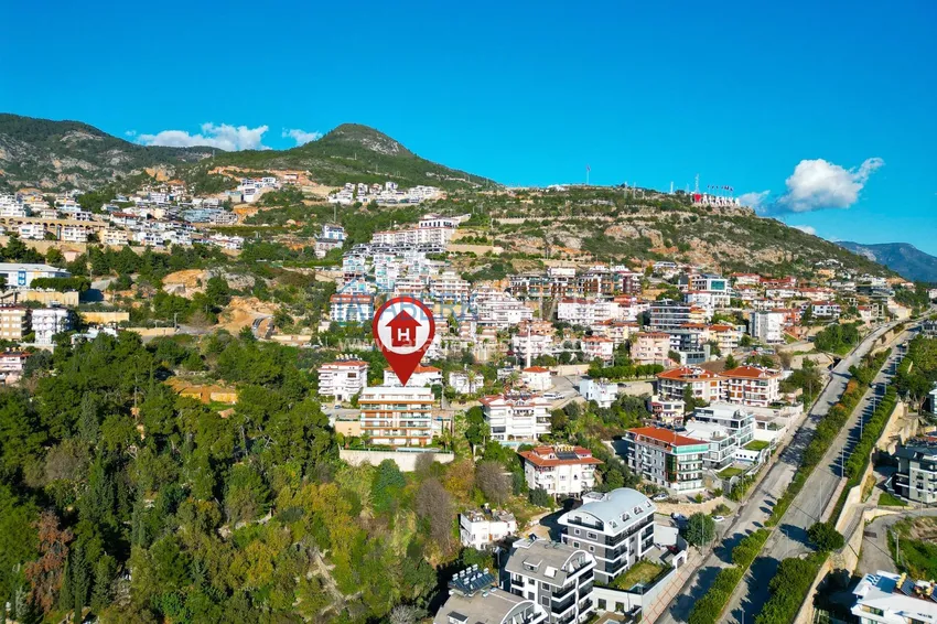 Duplex ogrodowy z oddzielną kuchnią i panoramicznym widokiem na morze — Alanya, dzielnica Küçükhasabahce 2 