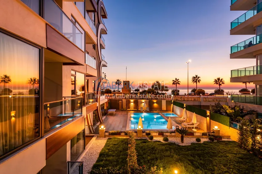 Umeblowany penthouse 2+1 z widokiem na morze - Alanya, Kestel, pierwsza linia brzegowa 2 