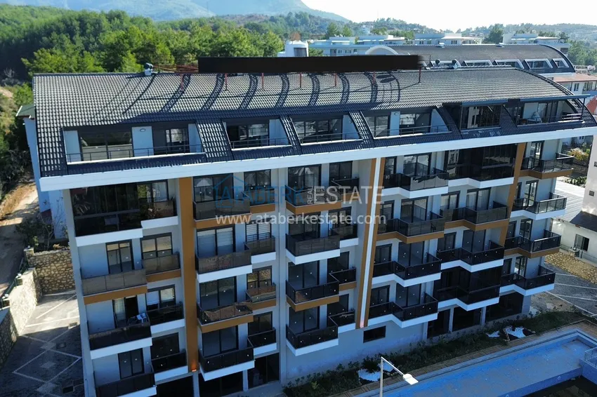 Apartament 1+1 z nowymi meblami i przeszklonym balkonem w nowym budynku — Alanya, dzielnica Górna Oba 3 