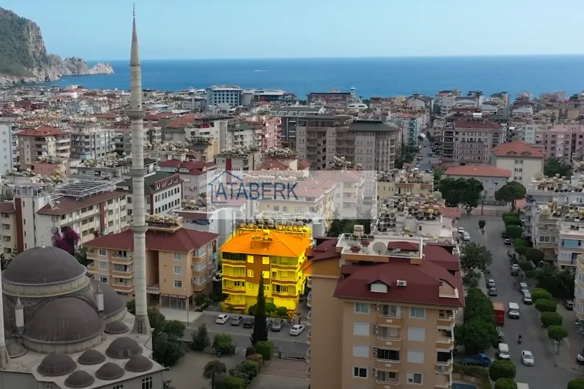 Apartament 2+1 z meblami, odpowiedni na zezwolenie na pobyt — centrum Alanya, Plaża Kleopatra 1 