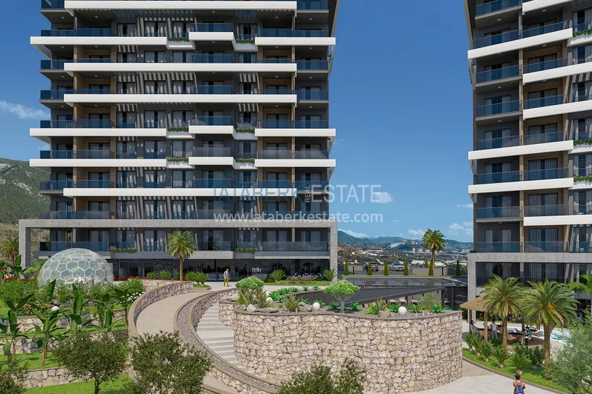 1+1 mieszkanie od inwestora w kompleksie w budowie — Alanya, dzielnica Kestel 13 