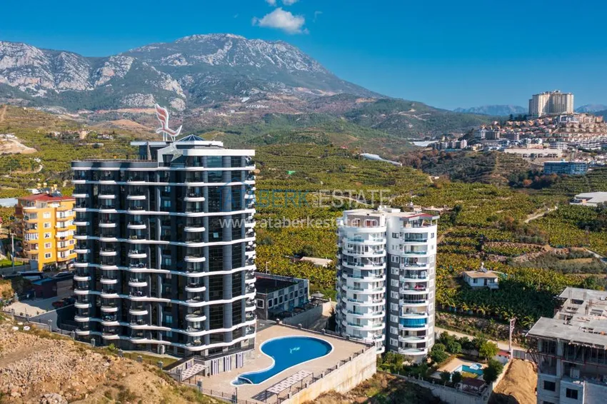 Apartament 2+1 z meblami i widokiem na morze i góry w luksusowym kompleksie — Alanya, dzielnica Mahmutlar 3 