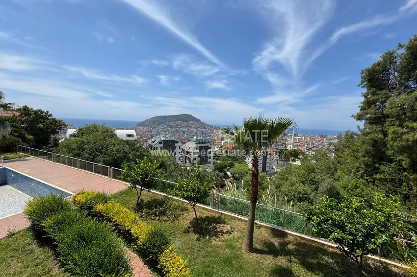 Duplex ogrodowy z oddzielną kuchnią i panoramicznym widokiem na morze — Alanya, dzielnica Küçükhasabahce 9 