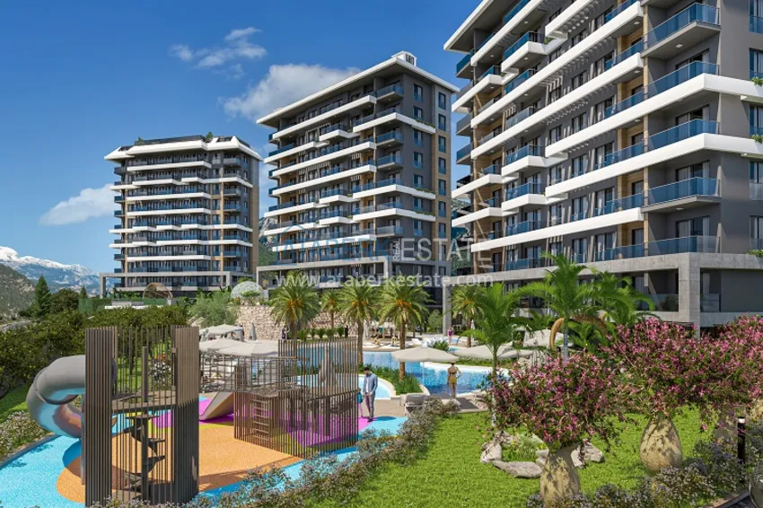 1+1 mieszkanie od inwestora w kompleksie w budowie — Alanya, dzielnica Kestel 8 