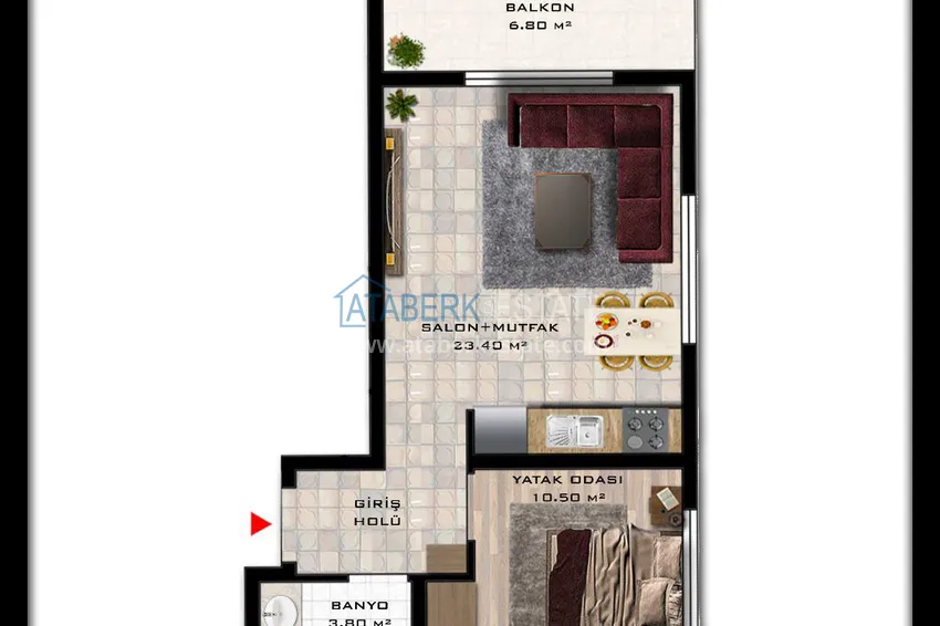 Kupuj taniej Jednopokojowy apartament z pięknym wykończeniem od właściciela — Alanya, dzielnica Mahmutlar 1 
