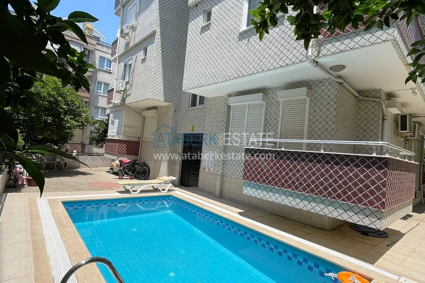 Apartament 2+1 z meblami, odpowiedni na zezwolenie na pobyt — centrum Alanya, Plaża Kleopatra 7 