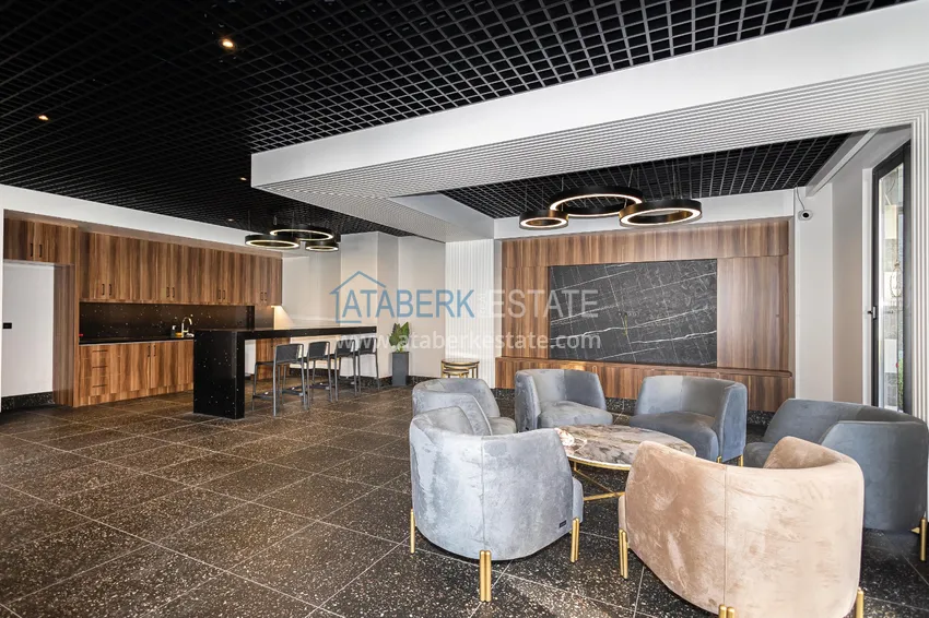 Apartament 1+1 z widokiem na twierdzę Kale — centrum Alanyi, nowy kompleks 12 
