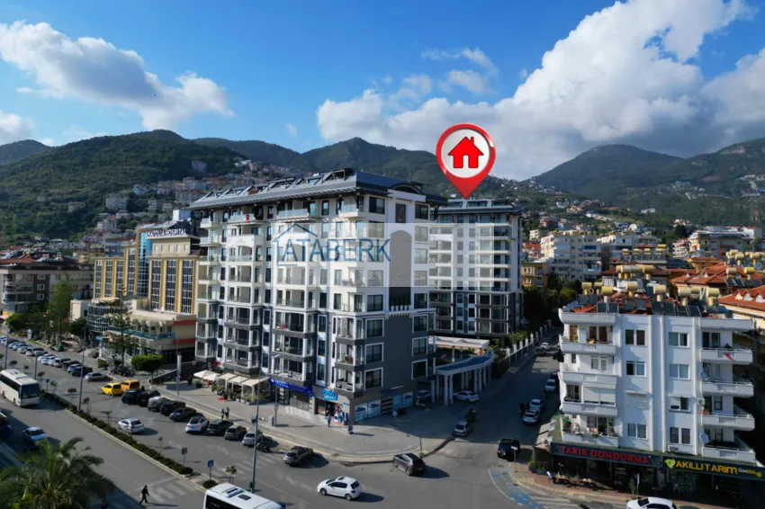 Apartament 1+1 z widokiem na twierdzę Kale — centrum Alanyi, nowy kompleks 1 