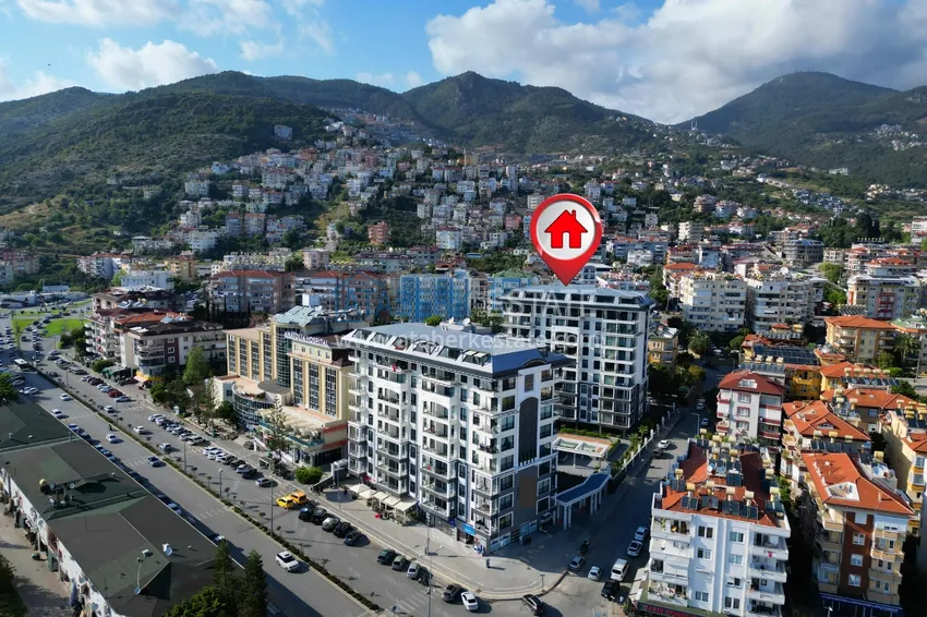 Apartament 1+1 z widokiem na twierdzę Kale — centrum Alanyi, nowy kompleks 4 