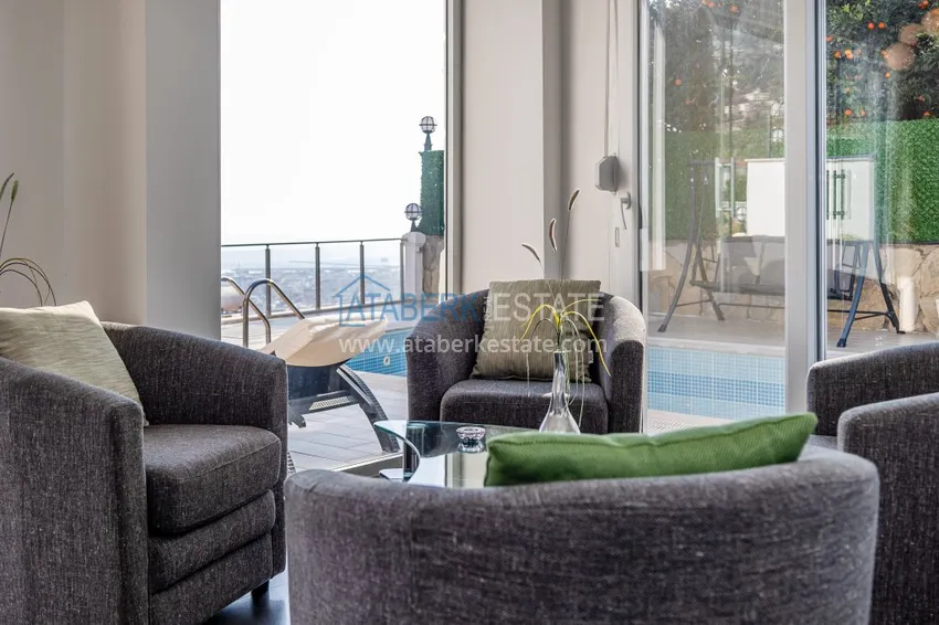 Kupuj  3+1 panoramiczna prywatna willa z meblami i basenem w Tepe, Alanya - odpowiednia na zezwolenie na pobyt 10 