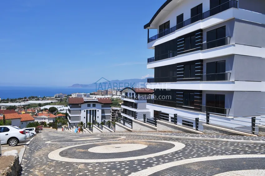 Duplex z dostępem do ogrodu, meble w kompleksie premium — dzielnica Kargicak, Alanya 15 