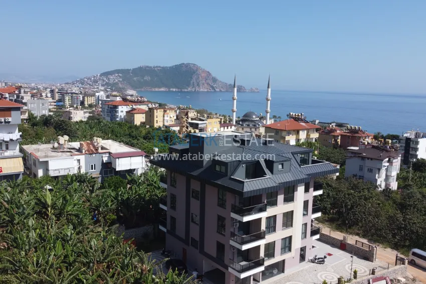 Panoramiczny dwupoziomowy penthouse w kompleksie butikowym - centrum Alanyi, plaża Kleopatra 1 