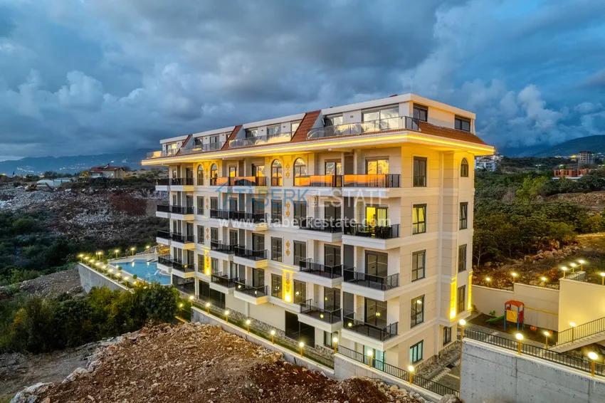 Umeblowany apartament 1+1 z widokiem na morze w Kestel, Alanya  6 