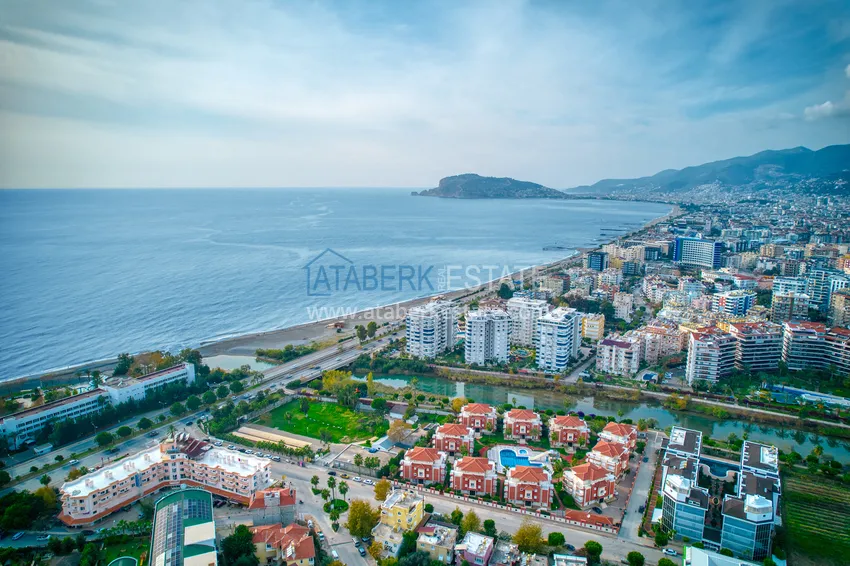 Duplex ogrodowy 4+1 z meblami i widokiem na rzekę Dim w okolicy Kestel 4 