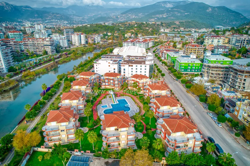 Duplex ogrodowy 4+1 z meblami i widokiem na rzekę Dim w okolicy Kestel 6 