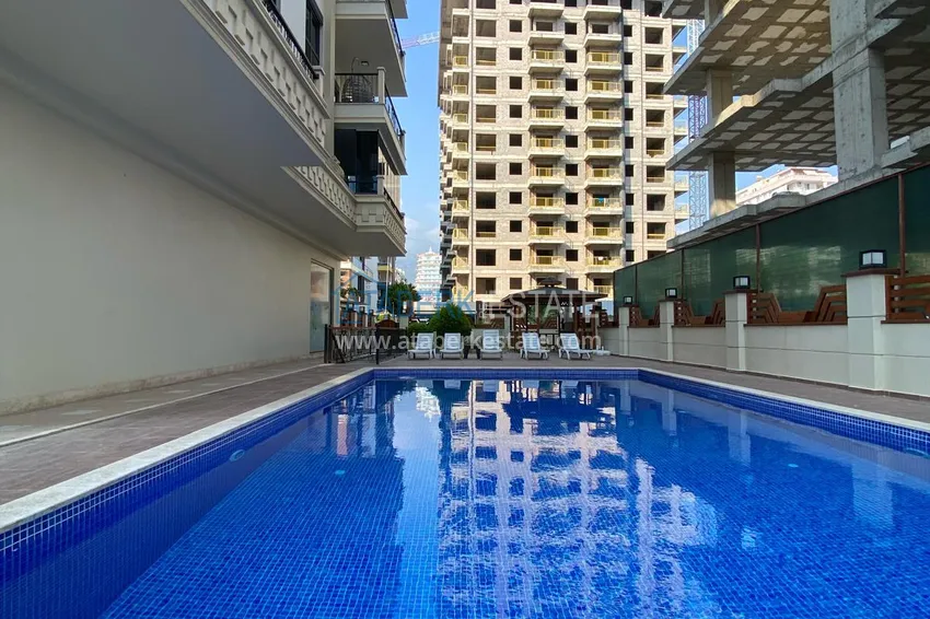 Umeblowany apartament z dwiema sypialniami w centrum Mahmutlar, zaledwie 200 metrów od plaży 7 