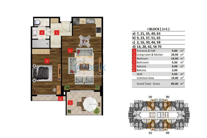 Kupuj taniej Apartament 1+1 w Alanyi, dzielnica Turkler — 85 m², podstawowa nieruchomość w pięciogwiazdkowym ośrodku 1 