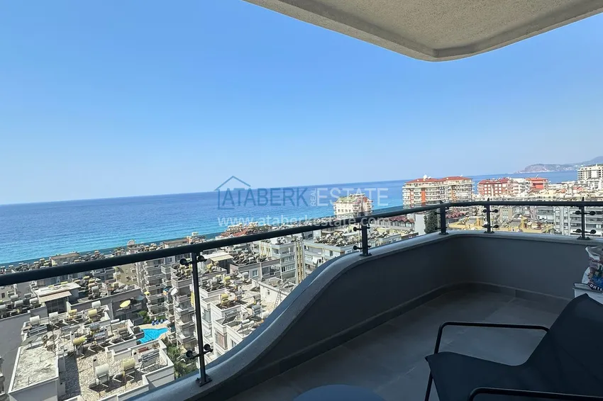 Apartament 2+1 z panoramicznym widokiem i częściowo umeblowany — Alanya, Mahmutlar 1 