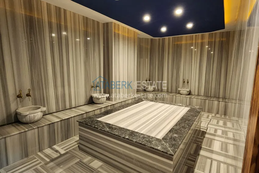 Apartament 1+1 umeblowany od właściciela w Mahmutlar — kompleks mieszkalny z obsługą hotelową i prywatną plażą 13 
