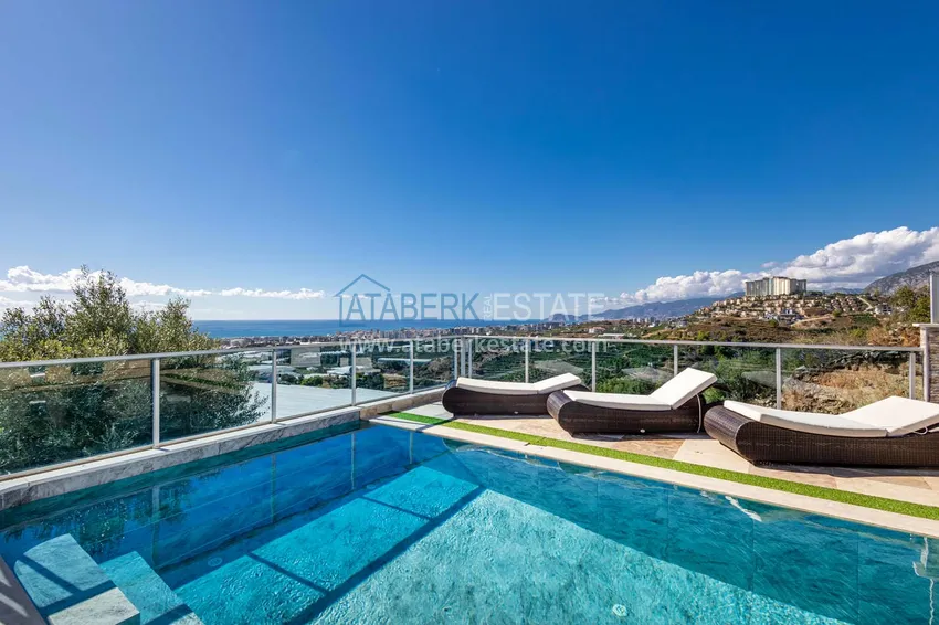 Elegancka willa 3+1 z panoramicznym widokiem na morze i góry w elitarnym kompleksie — Alanya, dzielnica Kargicak 3 