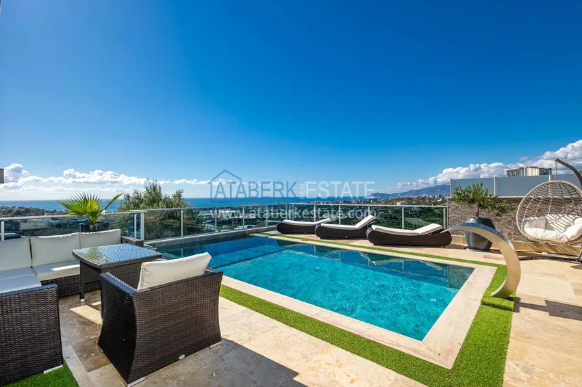 Elegancka willa 3+1 z panoramicznym widokiem na morze i góry w elitarnym kompleksie — Alanya, dzielnica Kargicak 5 