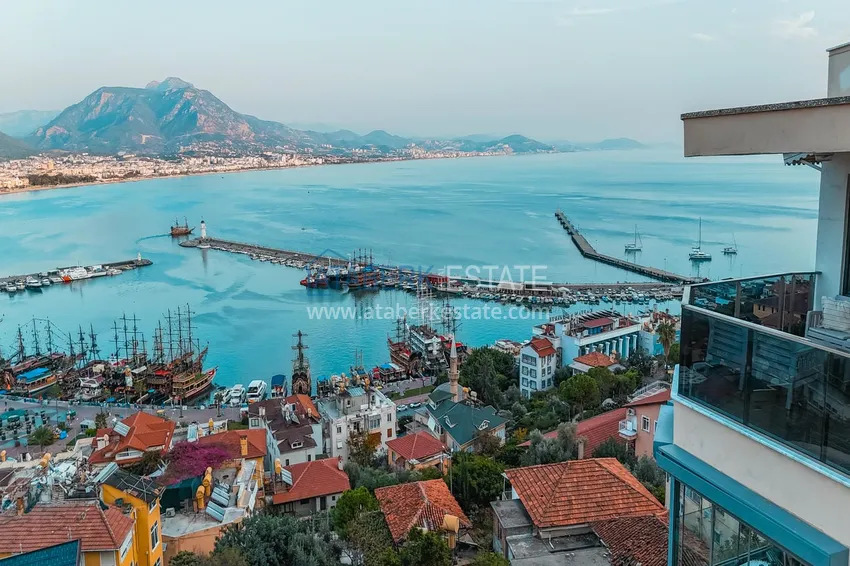 Apartament 3+1 na zezwolenie na pobyt w Alanyi, dzielnica Kale - umeblowany i z panoramicznym widokiem na morze i port  11 