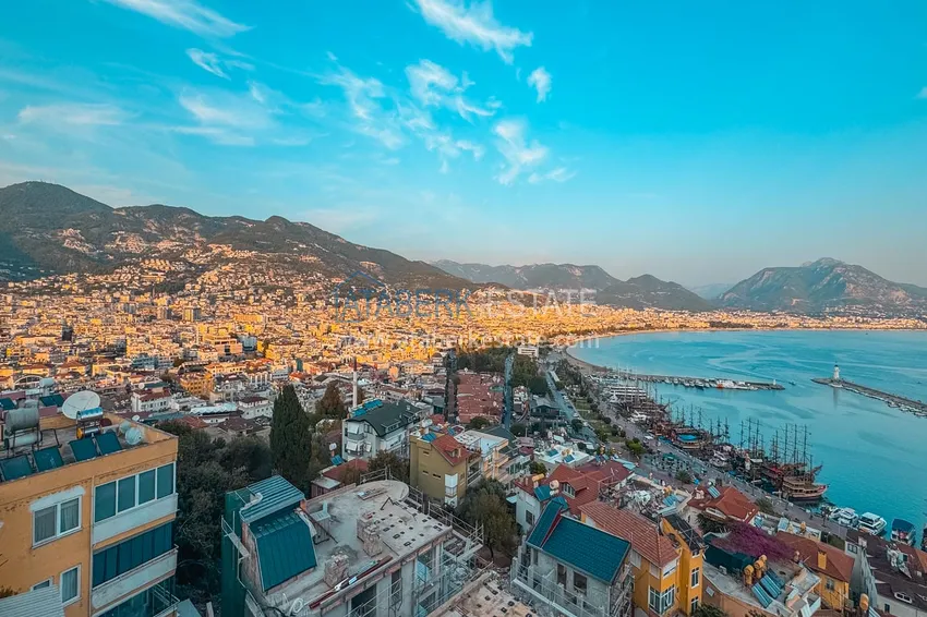 Kupuj  Apartament 3+1 na zezwolenie na pobyt w Alanyi, dzielnica Kale - umeblowany i z panoramicznym widokiem na morze i port  47 