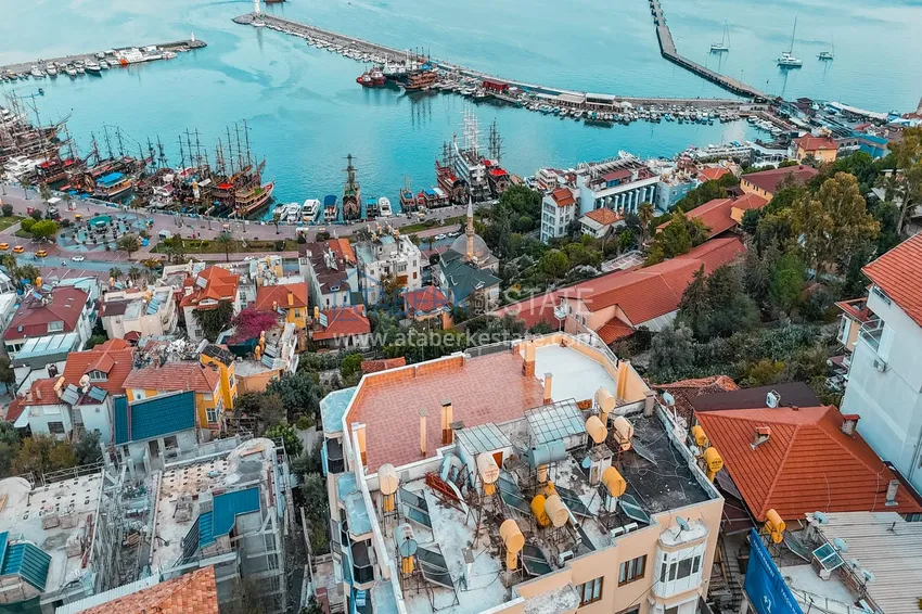 Apartament 3+1 na zezwolenie na pobyt w Alanyi, dzielnica Kale - umeblowany i z panoramicznym widokiem na morze i port  6 