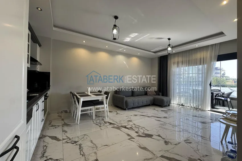 Kupuj  1+1 umeblowane mieszkanie w Alanya, Kestel - 150 m do morza, przeszklony balkon  3 