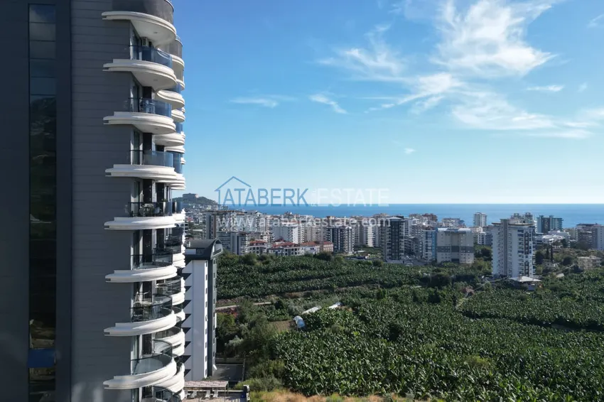 Apartament 2+1 z meblami i widokiem na morze i góry w luksusowym kompleksie — Alanya, dzielnica Mahmutlar 9 