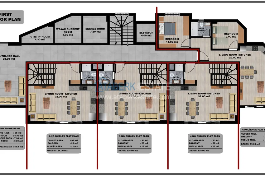 Kupuj taniej Duplex ogrodowy 2+1 w Tosmur z dokładnym wykończeniem  1 