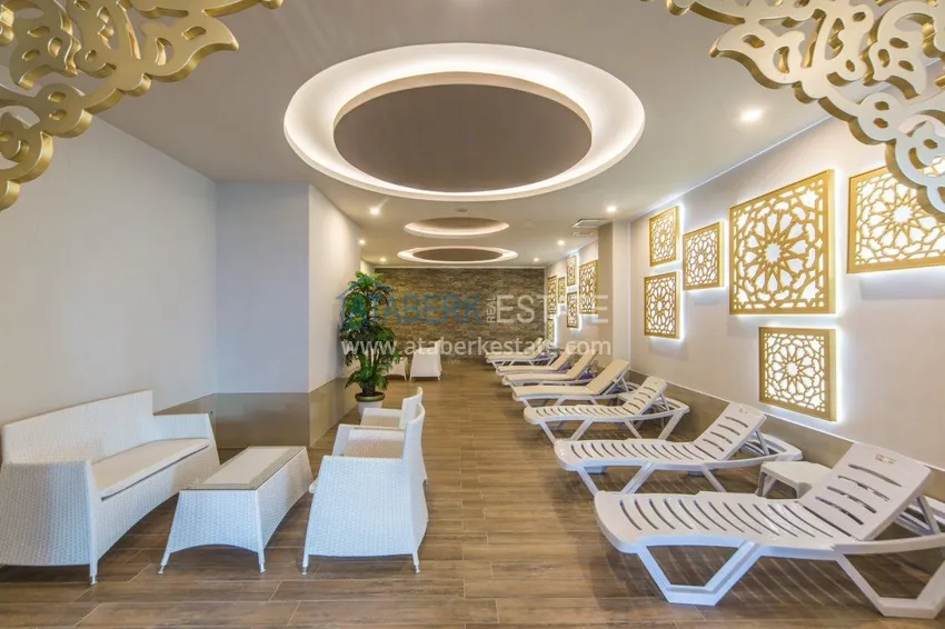 Apartament dwupoziomowy 3+1 z tarasem 80 m2 i prywatną sauną — Alanya, dzielnica Kestel, 300 m od morza  22 