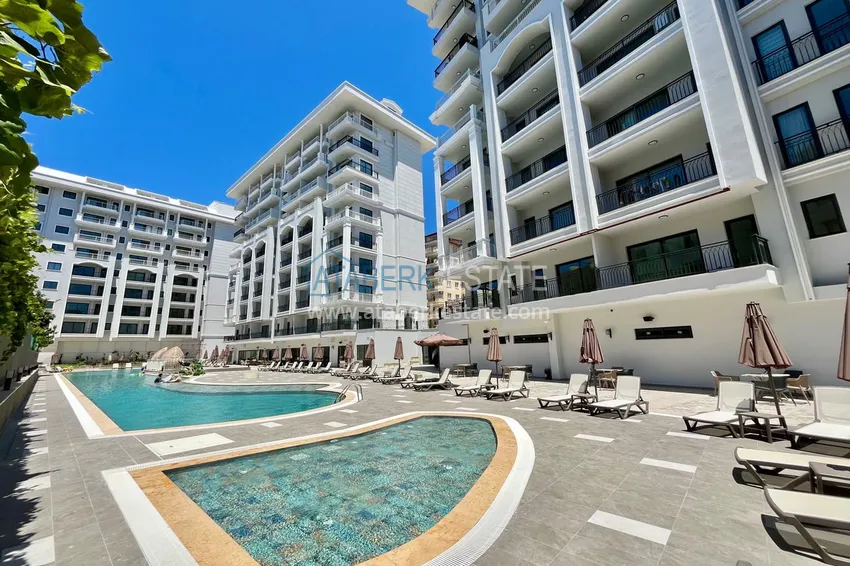 Apartament 2+1 od inwestora w kompleksie w budowie, centrum Alanyi — plaża Kleopatra 4 