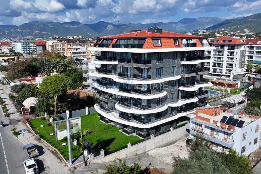 Apartament 1+1 z widokiem na morze i fortecę przy plaży w Kestel 10 