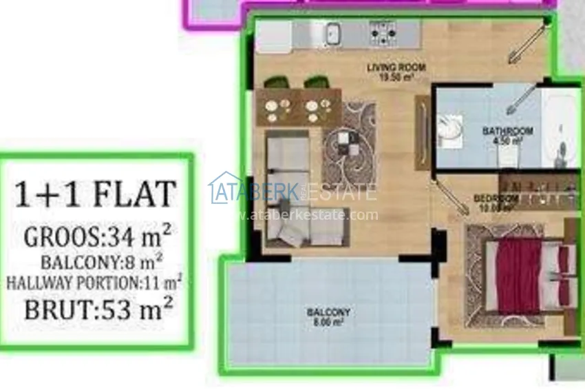 Kupuj taniej 1+1 apartamenty w okolicy Avsallar - korzystne ceny i nowoczesny kompleks mieszkalny 3 