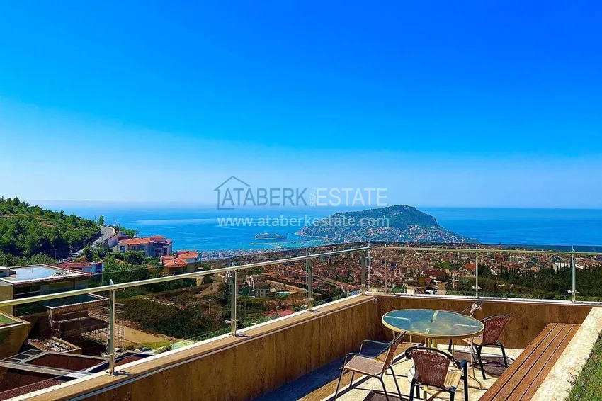 Luksusowa willa 4+1 w Alanya, Bektash Mountain District - meble, basen, widok panoramiczny 12 