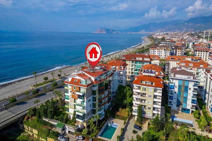 Duplex ogrodowy 2+1 w Kestel przy plaży - z nowymi meblami i widokiem na morze 1 