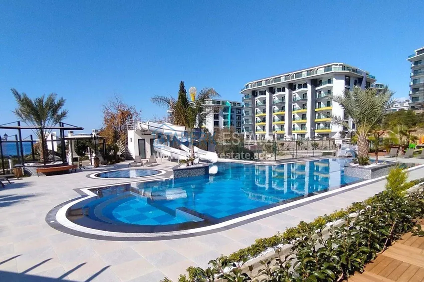 Designerski apartament 2+1 z widokiem na morze w Kargicak - od właściciela, 300 metrów do plaży 5 