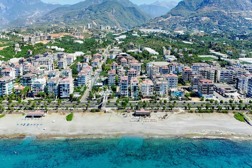 Apartament 1+1 z widokiem na morze w Kestel - pierwsza linia, odpowiedni dla obywatelstwa 5 