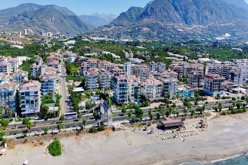 Apartament 1+1 z widokiem na morze w Kestel - pierwsza linia, odpowiedni dla obywatelstwa 6 