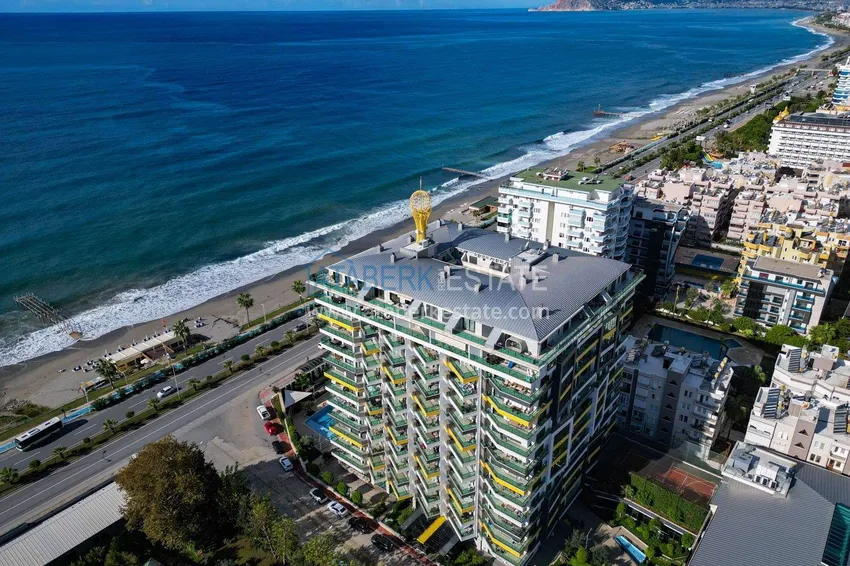 Apartament 2+1 w Mahmutlar — meble, widok na góry, pierwsza linia brzegowa  2 