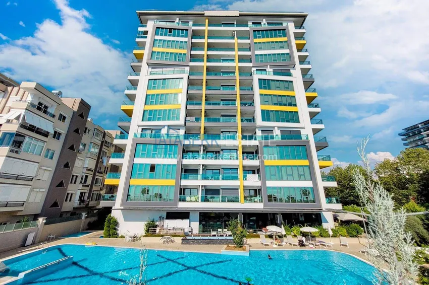 Apartament 2+1 w Mahmutlar — meble, widok na góry, pierwsza linia brzegowa  4 