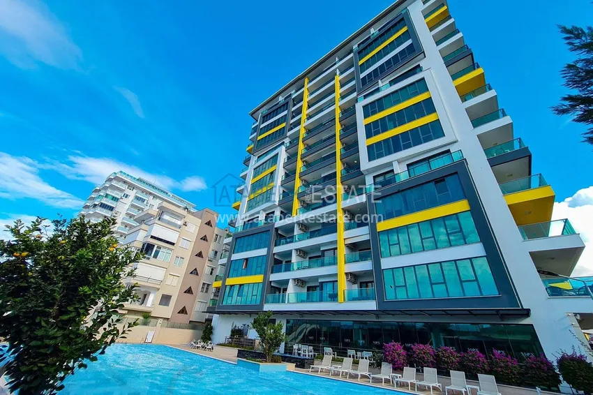 Apartament 2+1 w Mahmutlar — meble, widok na góry, pierwsza linia brzegowa  6 