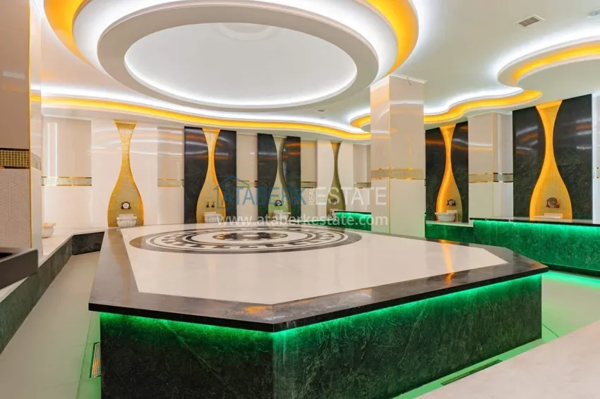 1+1 panoramiczny apartament w centrum Mahmutlar - luksusowe meble, morze w odległości spaceru 20 