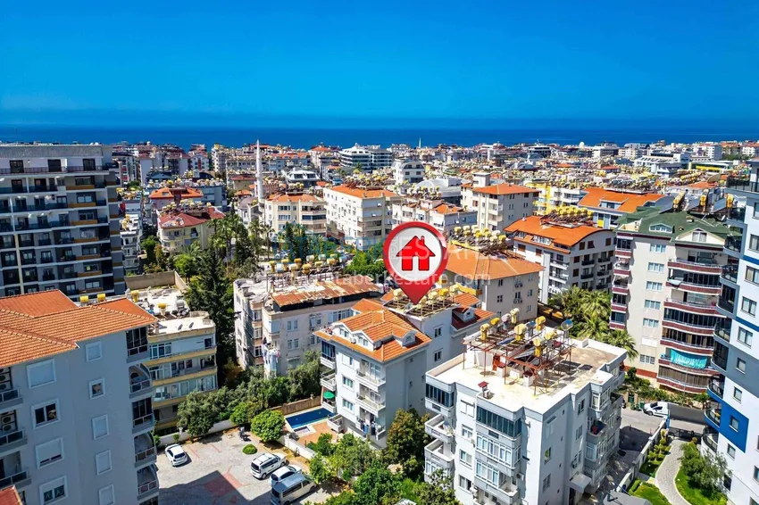 Apartament 2+1 na zezwolenie na pobyt w centrum Alanyi - 600 metrów od plaży Kleopatra 2 