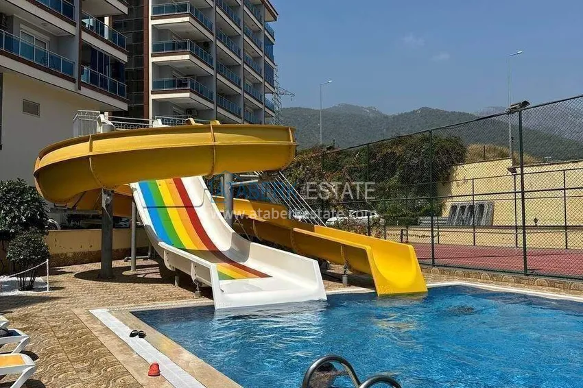 Apartament 1+1 w Alanyi z widokiem na morze — meble, prestiżowy kompleks, dzielnica Oba 10 