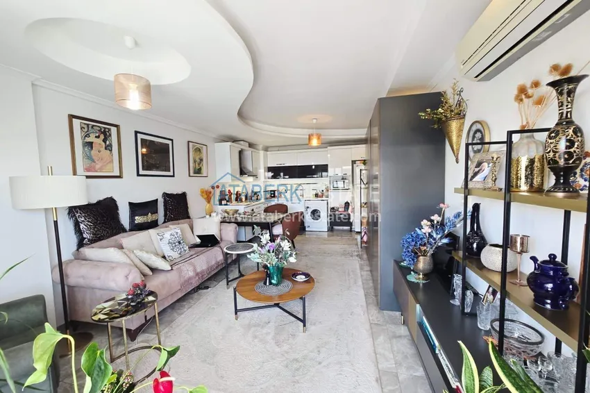 Kupuj  Apartament 1+1 w Alanyi z widokiem na morze — meble, prestiżowy kompleks, dzielnica Oba 3 
